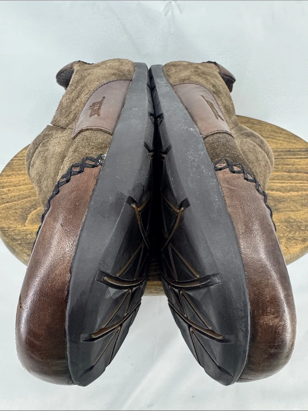 Earth Womens Radius Caribou Brown Suede w/ Leather Slip-On Moccasins, sz 8,5